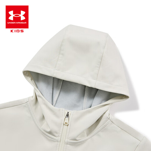 Under Armor Children's Jacket Children's Autumn and Winter Hooded Fitted Woven Thickened Jacket Winter Casual Jacket 254304397 Cream White 170