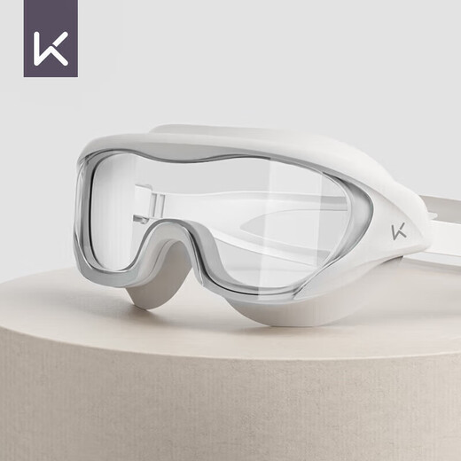 Keep swimming goggles HD waterproof anti-fog large frame swimming goggles for men and women professional diving equipment streamer white