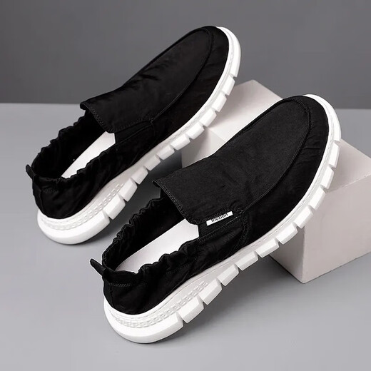 Los nuevos zapatos de lona de primavera de Hailan Home para 2025 bajo la casa de Shanghai Home Men's Casual Shoes for Men son transpirables y funcionan viejos 881 Negro 39