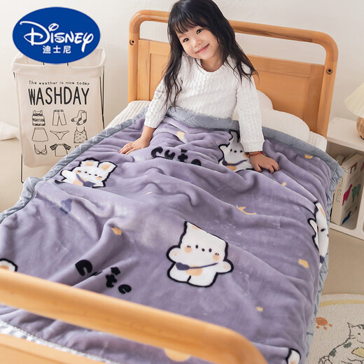 Disney Children's Raschel Blanket Double-layer Thickened Baby Blanket Baby Blanket Kindergarten Autumn and Winter Air-Conditioning Blanket Double-sided Velvet Love Cute Baby 100x120cm-1.5Jin Jin equals 0.5kg Double-layer Thickened Super Soft