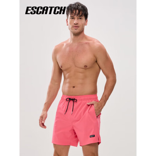 ESCATCH男士泳裤2024新款防尴尬泳衣速干沙滩裤男大码冲浪裤 ES6黑灰(平角内衬) M (建议体重50-60kb
