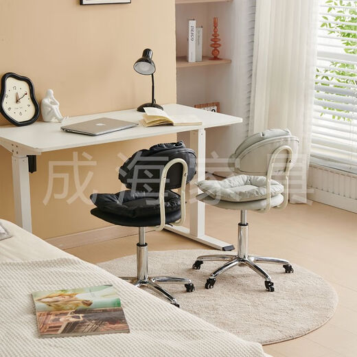 Pick-up cat dressing table barber stool with backrest, rotatable universal pulley lift chair, barber shop stool, pure black enlarged five-claw gold diamond wheel