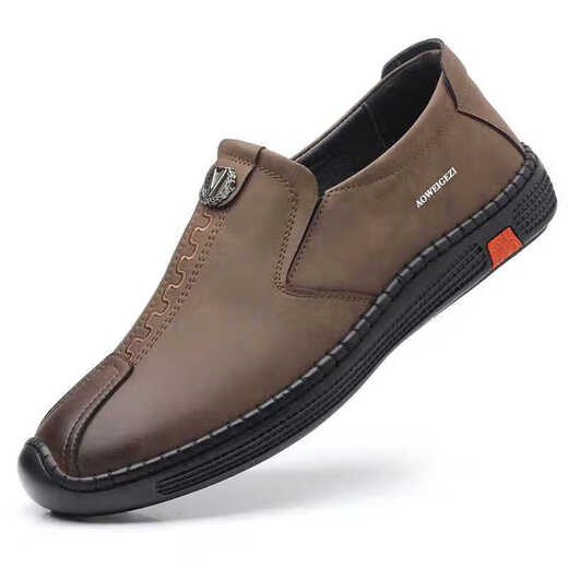 Zapatos de cuero de libélula roja para hombres 2025 nuevos zapatos casuales de negocios otoño transpirable para hombres zapatos de caza de vaca suave zapatos de papá de cuero genuino de mediana edad caki 6198 39