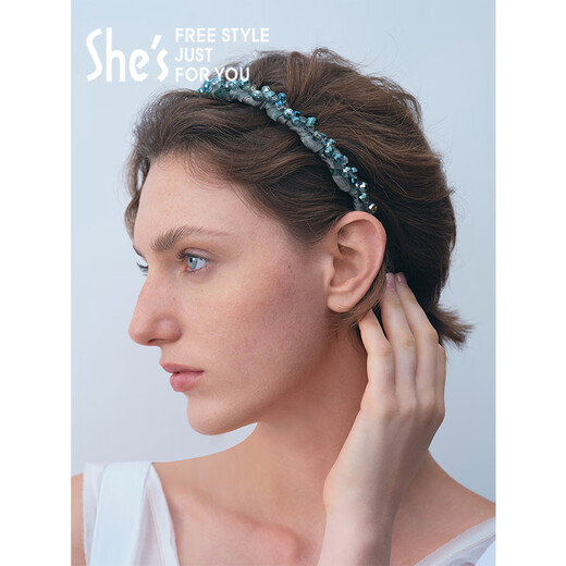 She s Qianzi Yaowo Declaration Flower Language Craft Crystal Hairband with Tooth Fashion Hairpin High Skull Headband Birthday Gift for Women Symphony Blue C0