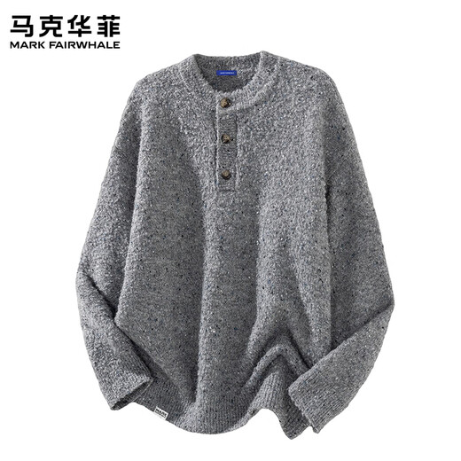 MARK FAIRWHALE Japanese Simple Sweater Men's 2025 Autumn New Loose Lazy Circle Yarn Henry Collar Knitted Cardigan Top Black Autumn New Product L Recommended 120-140 Jin Jin equals 0.5 kg