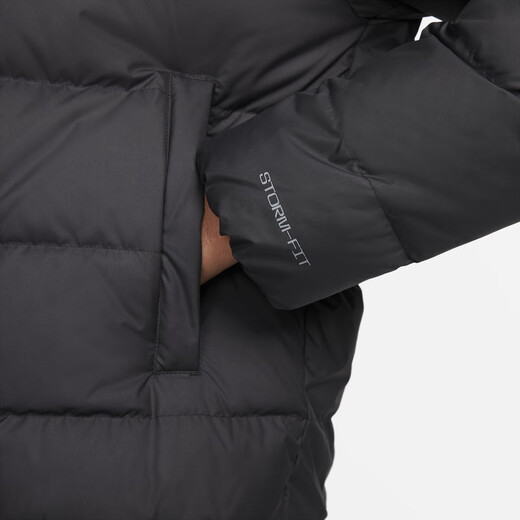 Nike Women's Windproof Down Jacket Hooded Jacket Winter Warm Printed Water-Repellent Jacket NIKE DQ5904 010 Black/Black/White S