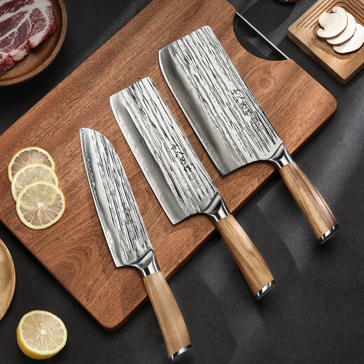 Shibazi a fabriqué un couteau à lame en feuille de bambou en acier composite forgé à la main, patrimoine culturel immatériel, couteau de cuisine extraordinaire de deuxième génération, couteau à découper J8284