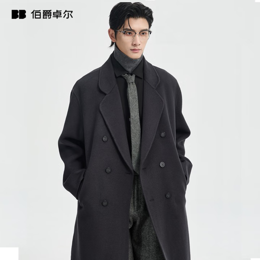 Earl Zall 100% pure wool woolen coat men's mid-length thickened loose suit collar autumn and winter commuting warm high-end coat