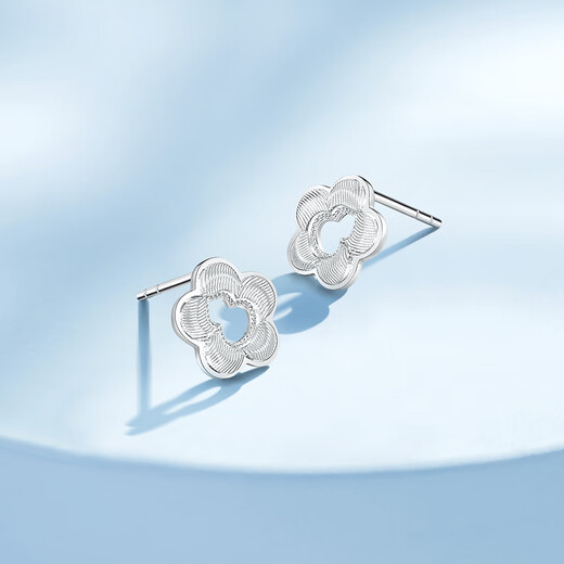 Mengjinyuan Platinum Earrings Hollow Gourd Stripe Sparkling Flower Earrings PT950 Platinum Birthday Gift for Girlfriend Weight Approximately 2.55g