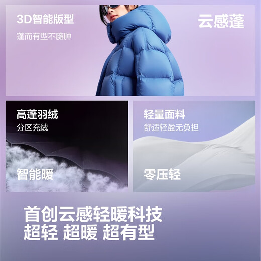 Bosideng 25 years winter puff down jacket for women 90 velvet thickened removable hood loose short lazy style jacket