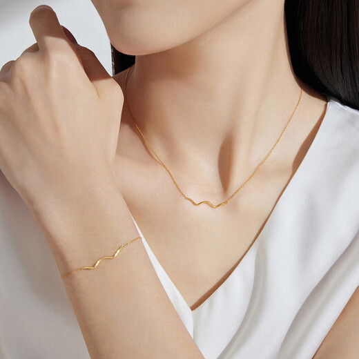 Chow Tai Fook SOINLOVE minimalist series 18K color gold minimalist ins style necklace for women VE154 40cm