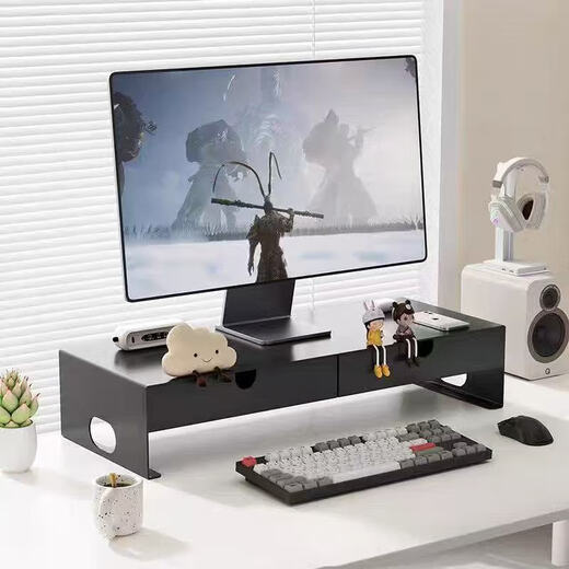Zhuobo monitor elevated computer stand computer desktop storage rack with drawer storage rack CJ08 black metal 60cm