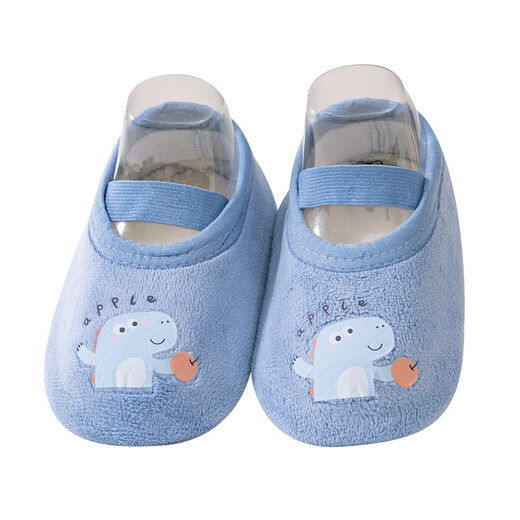 MDUG floor shoes 1-3 years old indoor floor socks spring, autumn and winter soft bottom indoor non-slip anti-cool baby floor shoes toddler shoes moonlight blue dinosaur floor shoes 6-12 months (XS) (foot length within 11cm)
