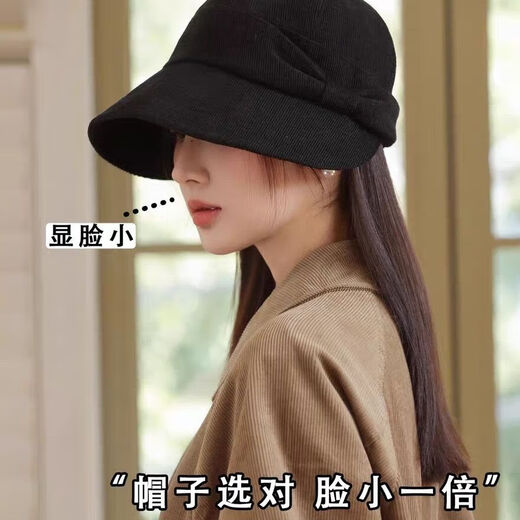 Japanese autumn and winter hats for women, fashionable and versatile basin hats, Korean style warm peaked caps, large brim, face-showing small equestrian hats XYH-3 beige bow equestrian hat