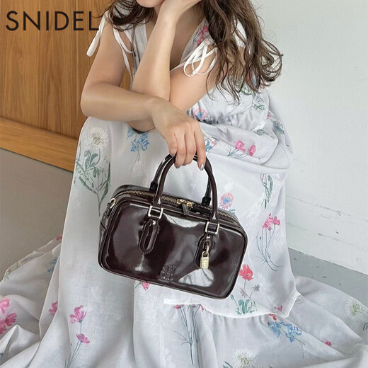 SNIDEL [Same Model in Celebrity] 2025 Autumn and Winter New V-neck Sleeveless Lace-up Waist Printed Dress SWFO254120 Gray S (0)