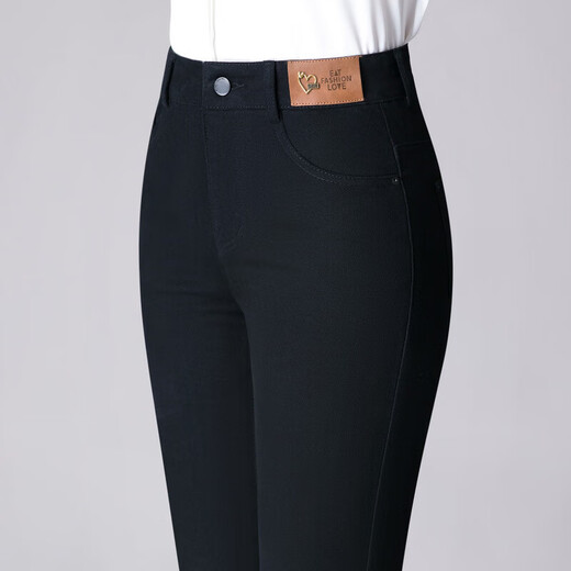 9227 denim trousers washed straight casual middle-aged women cotton young and middle-aged fashion simple women's trousers spring and autumn off-white 30