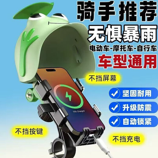Xuanshi electric car mobile phone holder battery car take-out rider special road motorcycle shockproof waterproof rainproof handlebar style six claws with helmet green