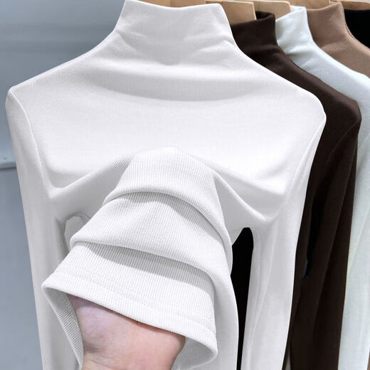 Half turtleneck German velvet bottoming shirt for women, 2025 autumn and winter new model, slimming, warm and can be worn outside 1105-black 2XL recommended 130-145Jin Jin equals 0.5 kg