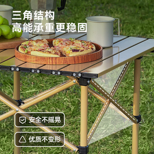 Made in Tokyo, outdoor portable table and chair set, long table and four chairs, camping party picnic equipment, folding table and chairs, sandstone color