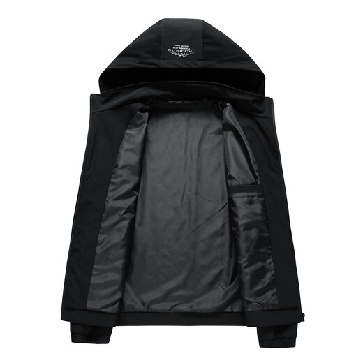 YOOOURTHING Spring and Autumn New Slim Jacket Men's Trendy Brand Versatile Urban Light Outdoor Jacket Men's Hooded Winter Velvet Jacket 2299--Black XL Recommended 120-140Jin Jin equals 0.5 kg