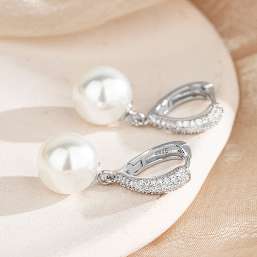Lao Fengxiang Pearl Earrings Women's Earrings Feeling Earrings Women's 2025 New Birthday Gift Girls Silver Jewelry s925 Sterling Silver Heart Pearl Earrings Women's Earrings + Certificate + Brand Gift Box