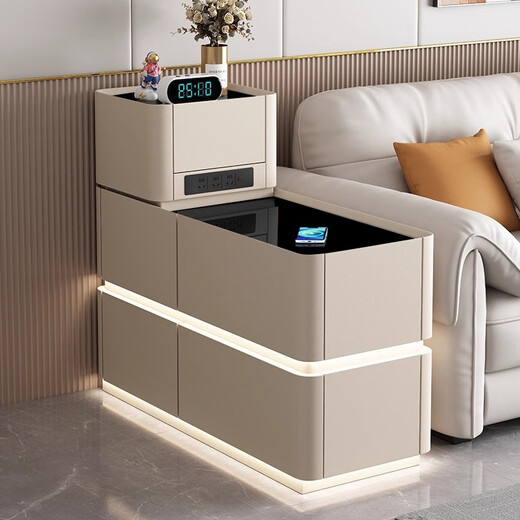 Quanyou Home Same Style You Home Sofa Side Cabinet Smart Light Socket High-Level Living Room 2025 New Light Fashion Model 100*40*85 White Slate Surface Color Direction Message Customer Service