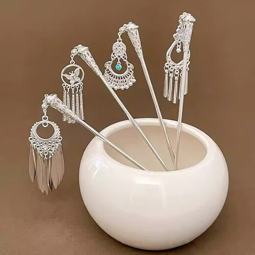 Zan Yingmei ethnic style rocking hairpin, new Chinese style hairpin, high-end sandalwood hairpin, elegant Hanfu tassel headdress, ethnic style peach blossom hairpin 1