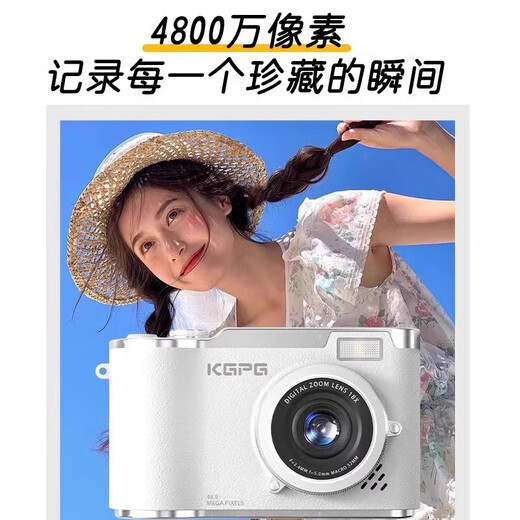 
KGPGccd digital camera flip screen camera Polaroid student party selfie travel birthday gift Valentine's Day gift for girlfriend entry-level camera gift box white