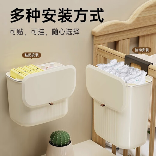 Bedside hanging basket baby bedside diaper storage box bed rail storage bag crib hanging storage hanging bag cream color - standard style
