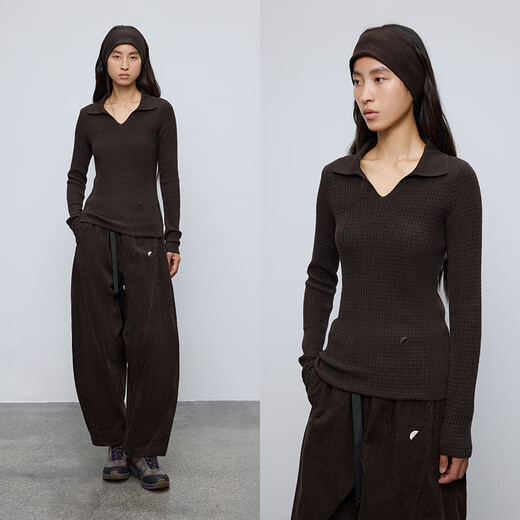 Semi-circular sheep wool blended yarn original women's clothing sports 2025 autumn and winter loose V-neck slim sweater for women gray (pre-sale) M