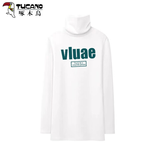 Woodpecker (TUCANO) turtleneck German velvet bottoming shirt for women with long sleeves and velvet thickening 2025 autumn and winter style inner mid-length t-shirt for women black black plus velvet XL 135-150Jin Jin is equal to 0.5 kg