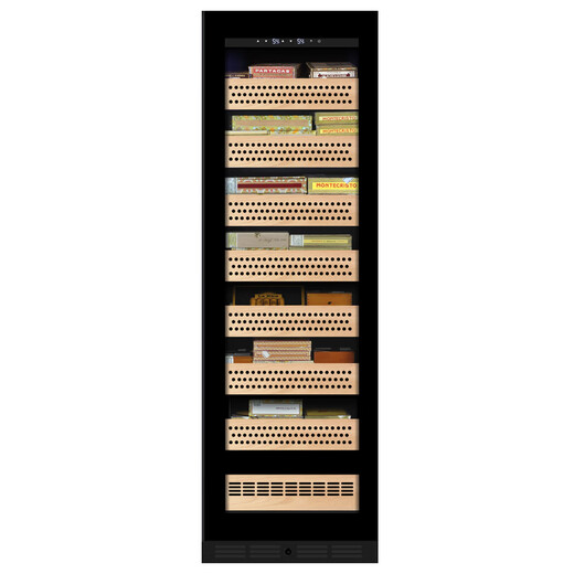 EREMITE 400 depth ultra-thin embedded red wine cabinet constant temperature wine cabinet beverage cabinet tea refrigerator wine storage cabinet sideboard wine cabinet 1.79 meters black glass door cigar cabinet 235L