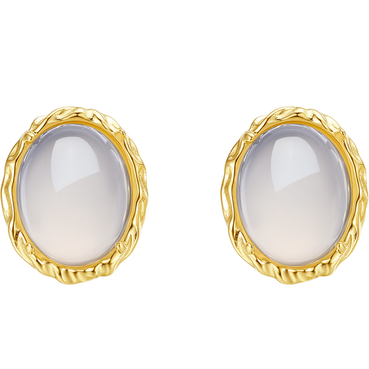 Saturday Fu S925 chalcedony earrings women's fashion retro birthday gift J0913756 pair