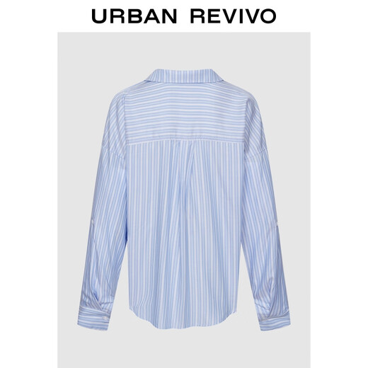 UR2026 Spring New Women's Temperament Contrast Color Striped Twist Blouse Shirt UWM250144 Blue Stripes S (XS-S)