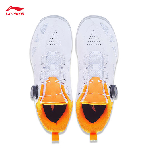 Li Ning K MAGEESS professional table tennis shoes for men and women, table tennis series, low-cut, soft, comfortable, breathable, standard white/fluorescent orange-2 39.5