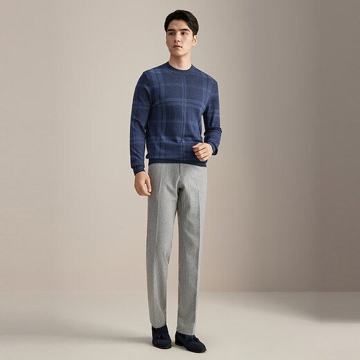 YOUNGOR (YOUNGOR) wool sweater for men, wool blended fabric wool sweater, comfortable and warm, not easy to pilling, 2025 shopping mall same style, dark blue YYHM615244FYA L 105cm (recommended 145-165Jin Jin equals 0.5kg)