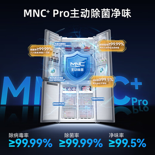 Meiling national subsidy 510/511/503S active sterilization dual-cycle zero-embedded refrigerator cross four-door multi-door ultra-thin embedded bottom heat dissipation first-class energy efficiency air-cooled frost-free embedded 510Pro active odor purification | white