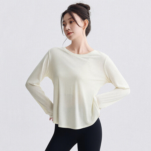 Yu Hee Hee Beautiful long-sleeved yoga wear Pilates suit three-piece cross-beautiful back blouse training and running sports suit white top + black pants M (100-110Jin Jin equals 0.5 kg)