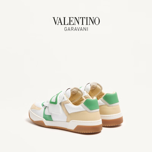 Valentino VALENTINO end-of-season discount gift men's JOIE DE JOUER leather low-top sneakers white/yellow/green 40.5