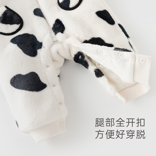 Guiqi Bear Milk Velvet Infant Antibacterial Warm Jumpsuit Baby Hooded Cotton Anti-static Romper for Winter