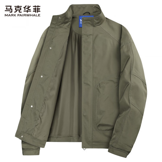 Mark Huafei American Retro Stand Collar Jacket Men's 2025 Autumn New Simple Commuting Casual Windproof Jacket Trendy 1017 Khaki Green 701 L 175