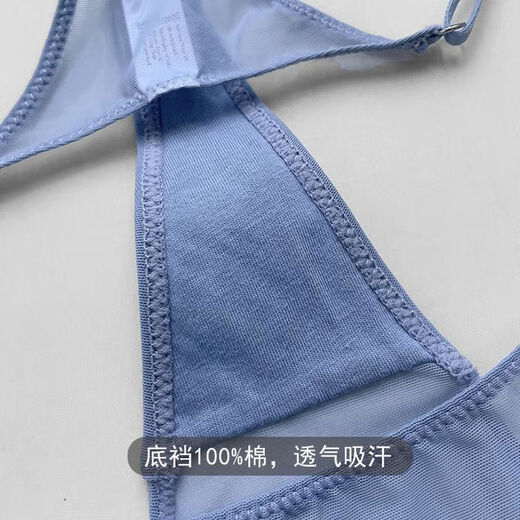 European and American sexy mesh breathable thin strap thong for women hot see-through pure lust style bikini low waist T pants pink SMSML hip 85-93 jeans 25-27