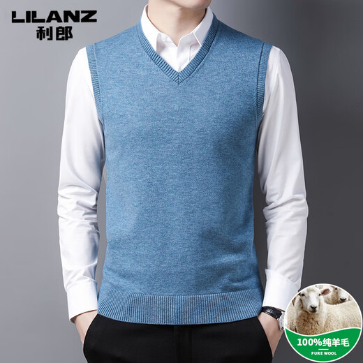 Lilan wool knitted vest men's autumn and winter new sleeveless vest pullover vest solid color V-neck warm sweater Lilan vest red Liang vest red 2XL 180/recommended 160180Jin Jin equals 0.5 kg