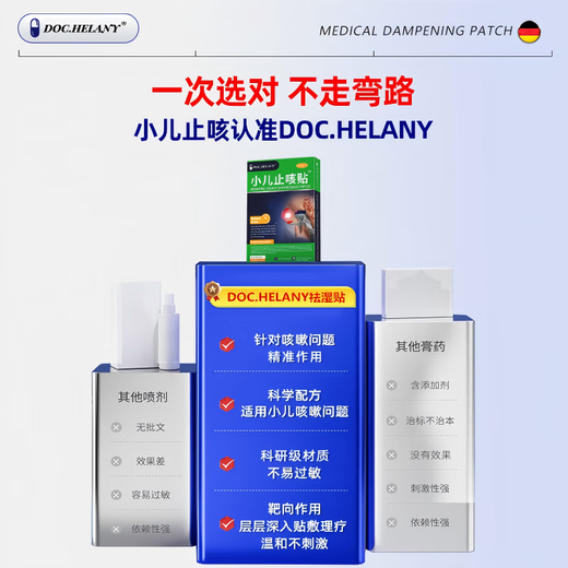 DOC.HELANY Pediatric Cough Patch Children's Phlegm-Reducing and Expectorant Cough Patch Itchy Throat, Dry Cough, Chronic Bronchitis Cough, Clears the Lungs