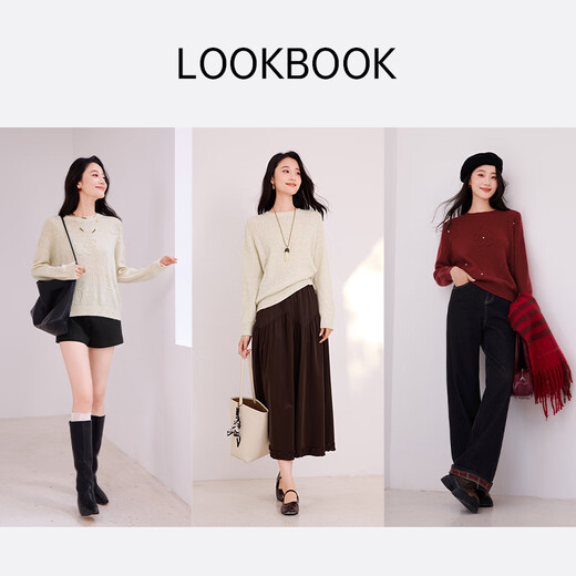 Xiangying wool + rabbit fur super nice red sweater for women 2025 winter new jacquard crew neck sweater red S 155/80A/85-95Jin Jin equals 0.5 kg