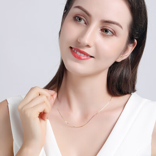 Yongsi quality 18k rose gold necklace 18K gold women's O-shaped chain clavicle chain plain chain AU750 yellow l gold color gold K yellow l gold thick about 0.8mmx40cm