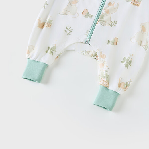 Tongtai (TONGTAI) baby autumn and winter double-layer sleeping bag pure cotton baby split-leg one-piece pajamas children's anti-jump and anti-kick quilt green M