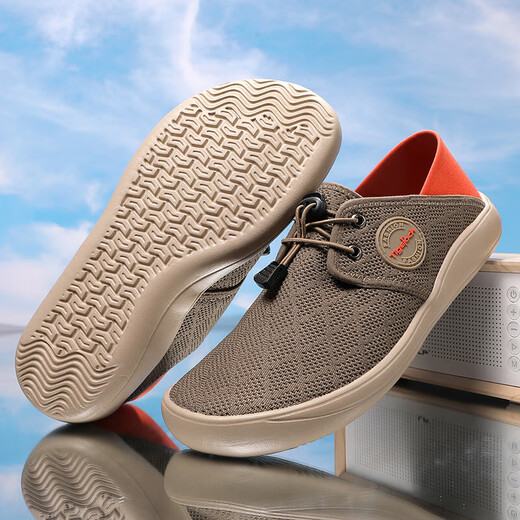 Barefoot wide-head training shoes for men with wide feet and fat fly woven breathable sports shoes for men fitness shoes without lace-up walking shoes W691 brown 44