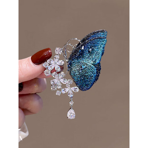 SNQP light luxury crystal flower embroidered butterfly brooch, feminine corsage, creative pin-like accessories gift, crystal flower embroidered butterfly-brooch