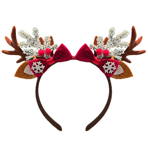 Beautiful new Christmas headwear, forest style elk headband, red antler headband, cute hairpin for girls, adult hair accessories, mushroom, pine and cypress Christmas hat headband - red 1 piece